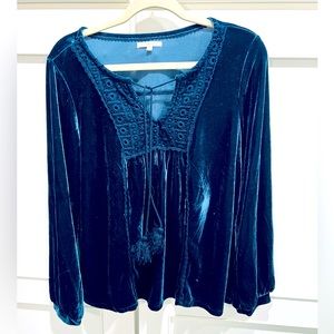Kate & Sam Dark Turquoise Velvet Top